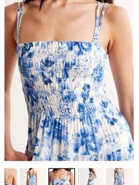 Abercrombie & Fitch Blue and White Floral Maxi Dress